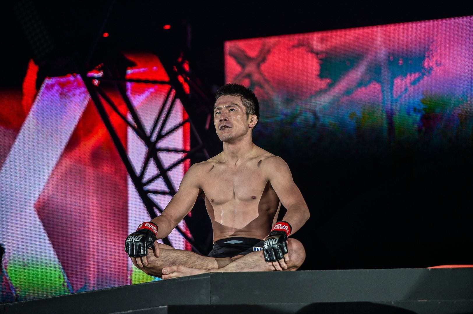 Shinya Aoki celebrates his defeat of Honorio Banario at ONE: CENTURY
