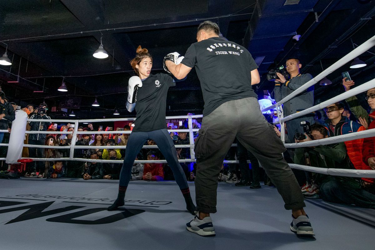 Chinese athlete Meng Bo trains in the ONE Ring ahead of her debut in November 2019