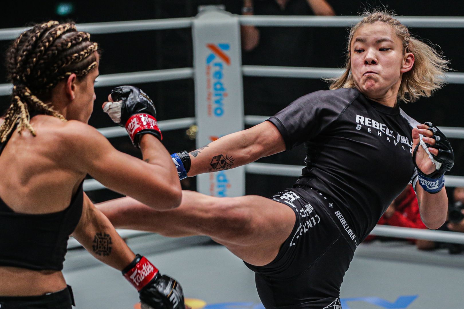 Japanese MMA fighter Itsuki Hirata throws a kick