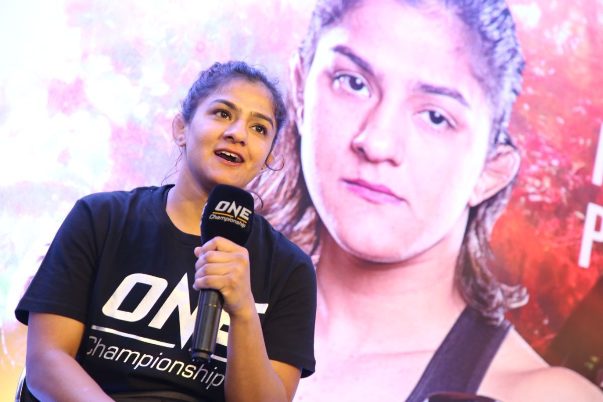 Ritu Phogat speaks at the ONE KING OF THE JUNGLE open workout in Delhi