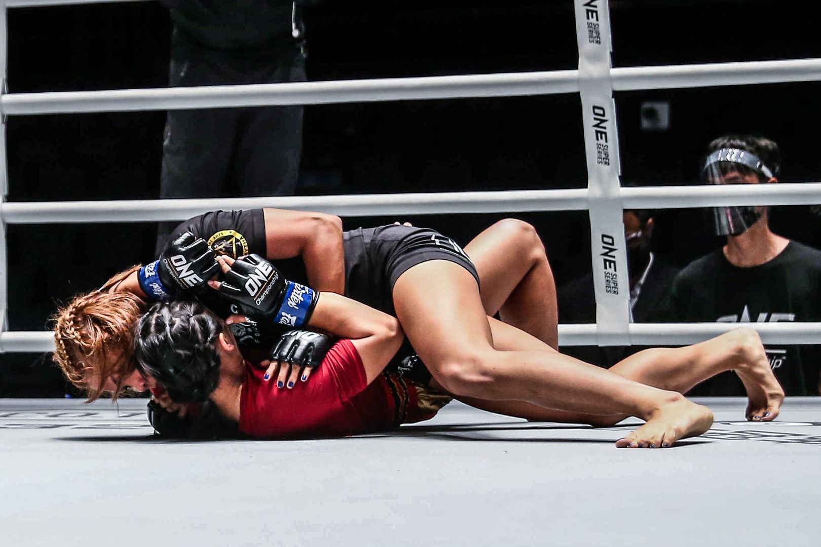 Philippine mixed martial artist Denice Zamboanga goes for an Americana submission