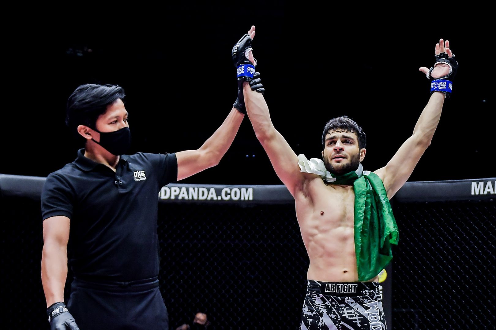 Pakistan's Ahmed Mujtaba and India's Rahul Raju engage in an MMA fight at ONE: UNBREAKABLE III on 5 February 2021