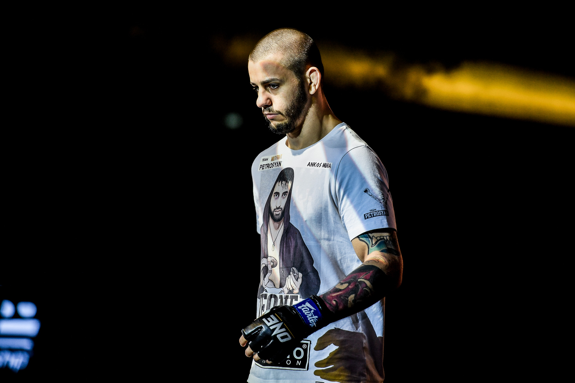 Moldovan MMA fighter Iuri Lapicus enters the arena