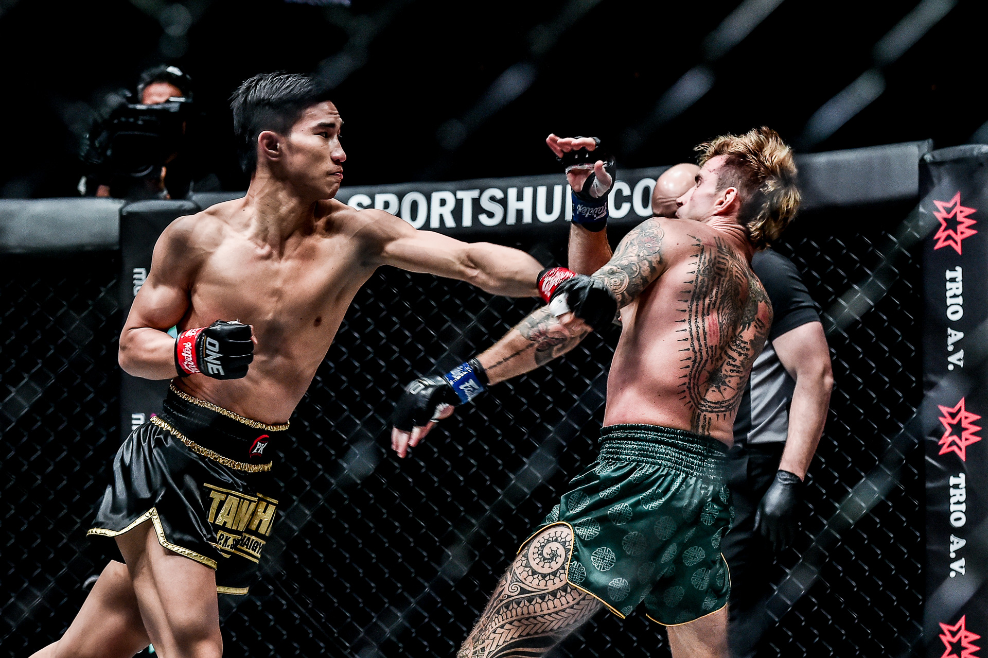 Scenes from the Muay Thai bout between Tawanchai PK.Saenchai Muaythaigym and Sean Clancy at ONE: DANGAL on 15 May