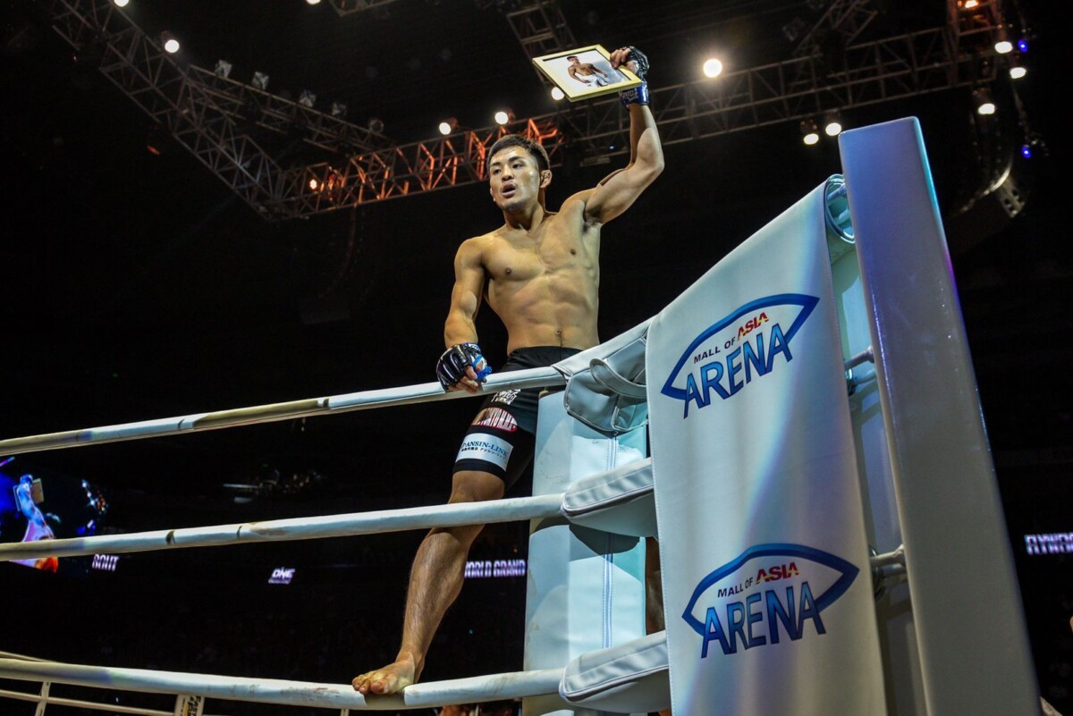 Rising Japanese martial arts star Yuyu Wakamatsu celebrates his knockout victory in Manila, Philippines
