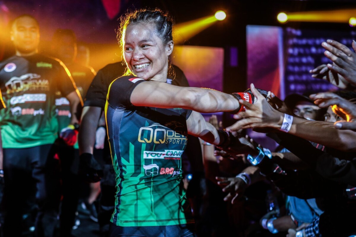 Indonesian mixed martial artist Priscilla Hertati Lumban Gaol heads to the ring for action