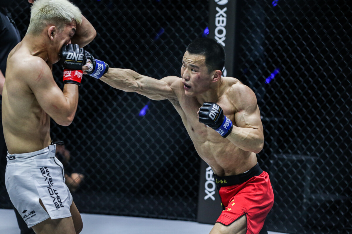Chinese MMA fighter Miao Li Tao hits Ryuto Sawada with a crackling punch 