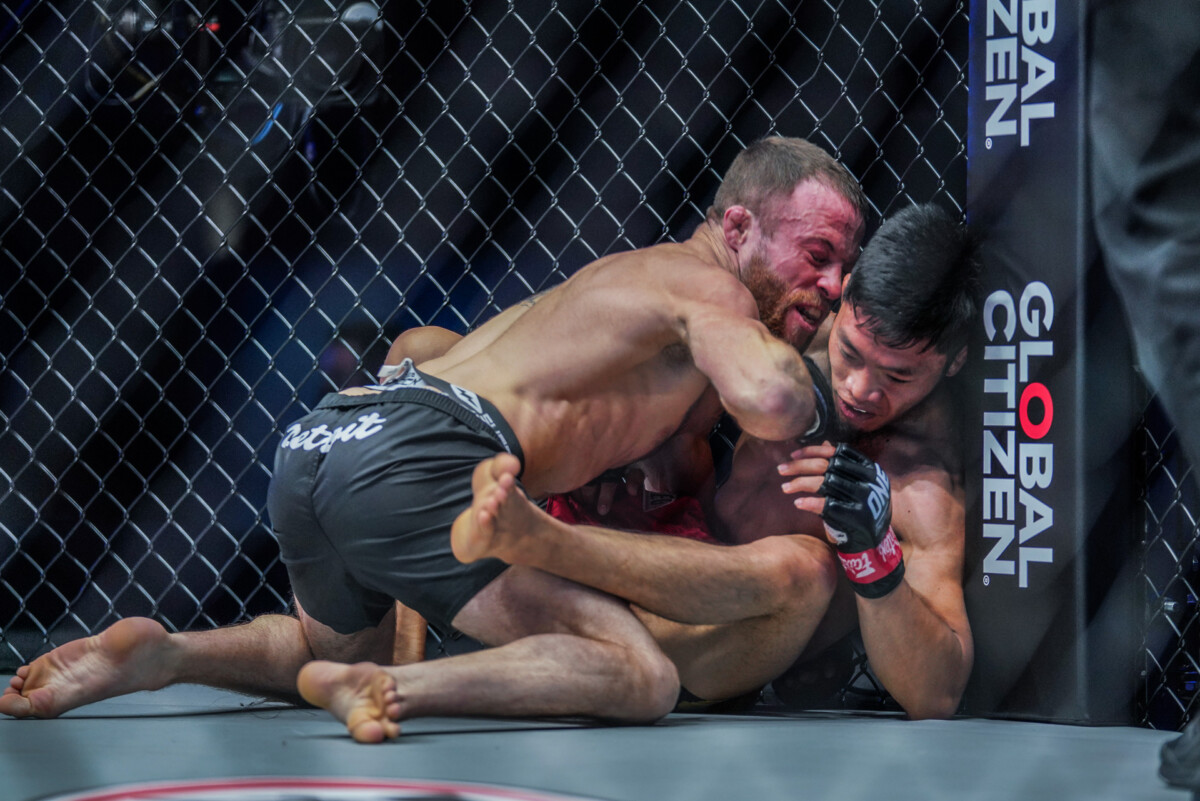 Jarred Brooks was constantly working from top position against Lito Adiwang at ONE: NEXTGEN III.