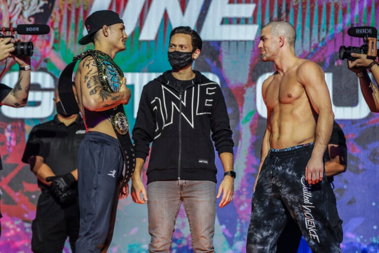 MMA fighters Thanh Le and Garry Tonon face off before their ONE Featherweight World Title fight at ONE: LIGHTS OUT